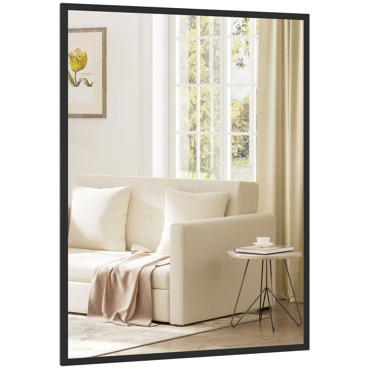 22" x 30" Bathroom Mirror for Wall, Rectangular Mirror for Living Room, Bedroom, Entryway, Black