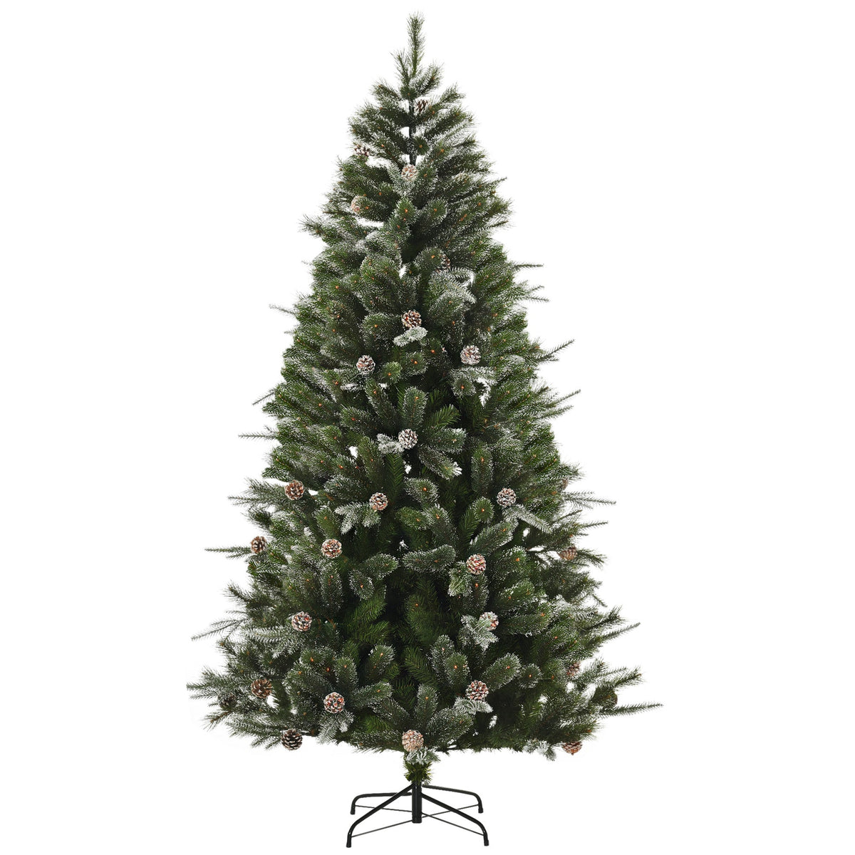 6FT Artificial Christmas Snow Pine Tree Holiday Home Xmas Decoration with Automatic Open, Pinecone, Green