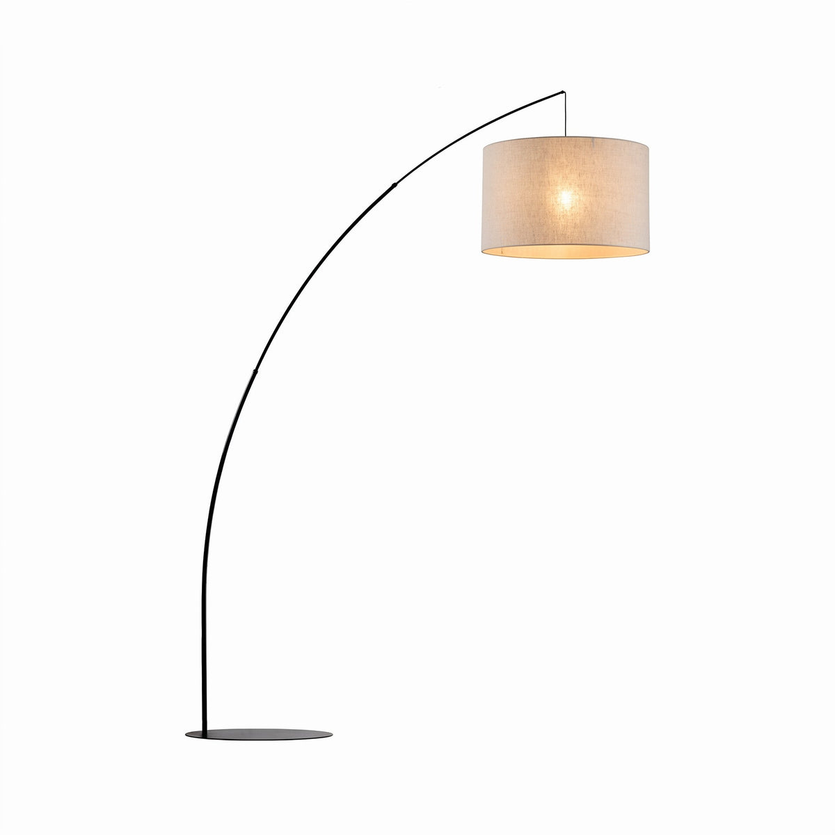 MOBY Extra Large Beige Linen Arc Floor Lamp for Living Room & Sofa