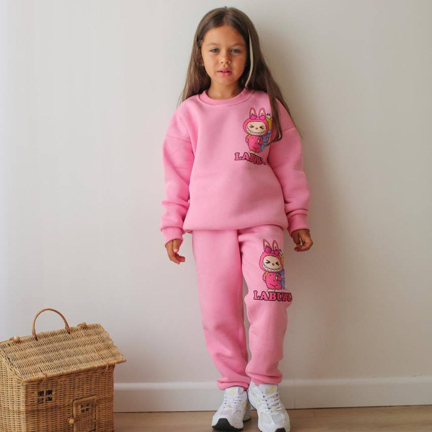 La-Bu-Bu Pink Girls Joggers Set