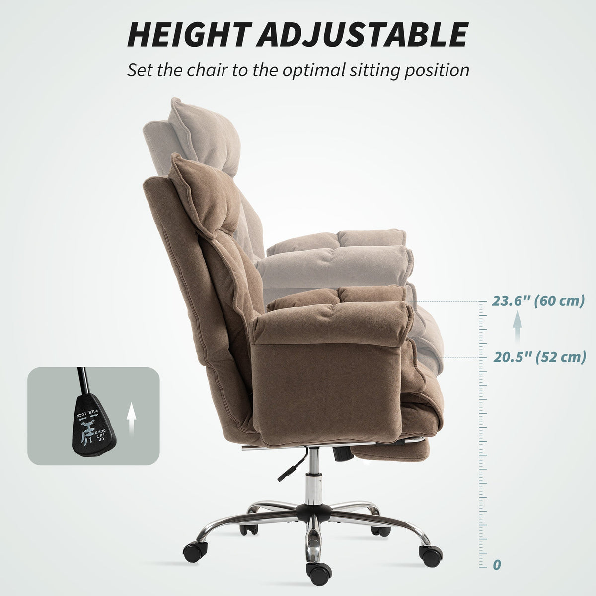 Desk Chair, Computer Office Chair with Footrest, Adjustable Backrest and Headrest, Black