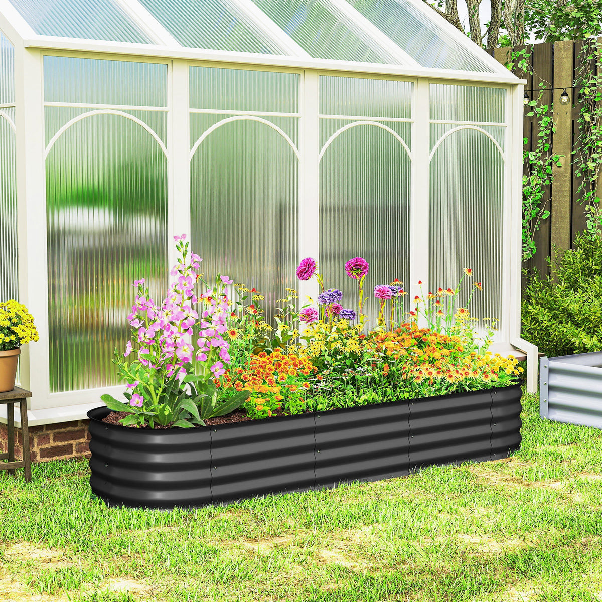 4.9 x 2 x 1ft Galvanized Raised Garden Bed Kit, Metal Planter Box with Safety Edging, Black