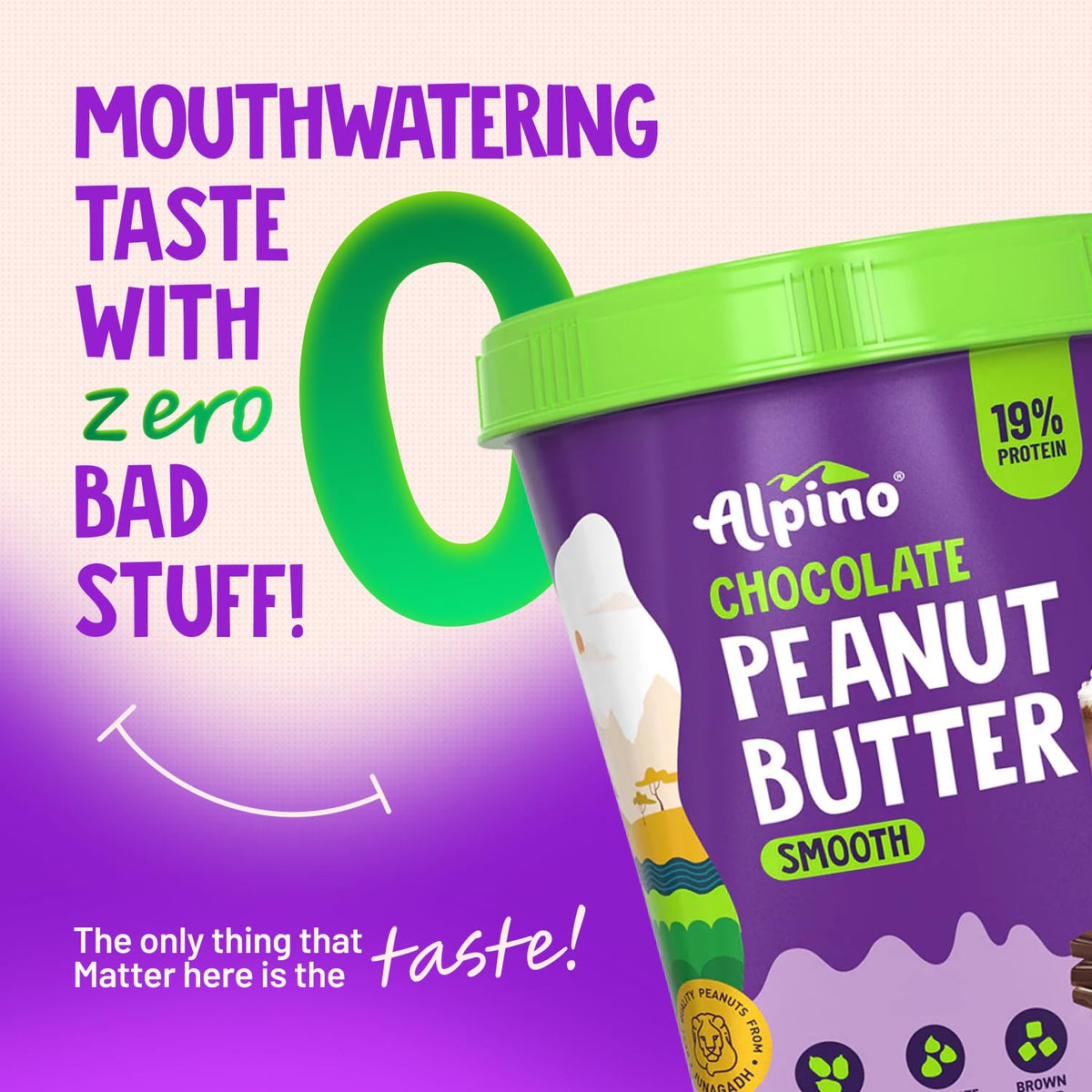 Chocolate Peanut Butter Crunch, Roasted Peanuts, Chocolate Paste & Brown Sugar - 19% Protein, Source of Healthy Fats