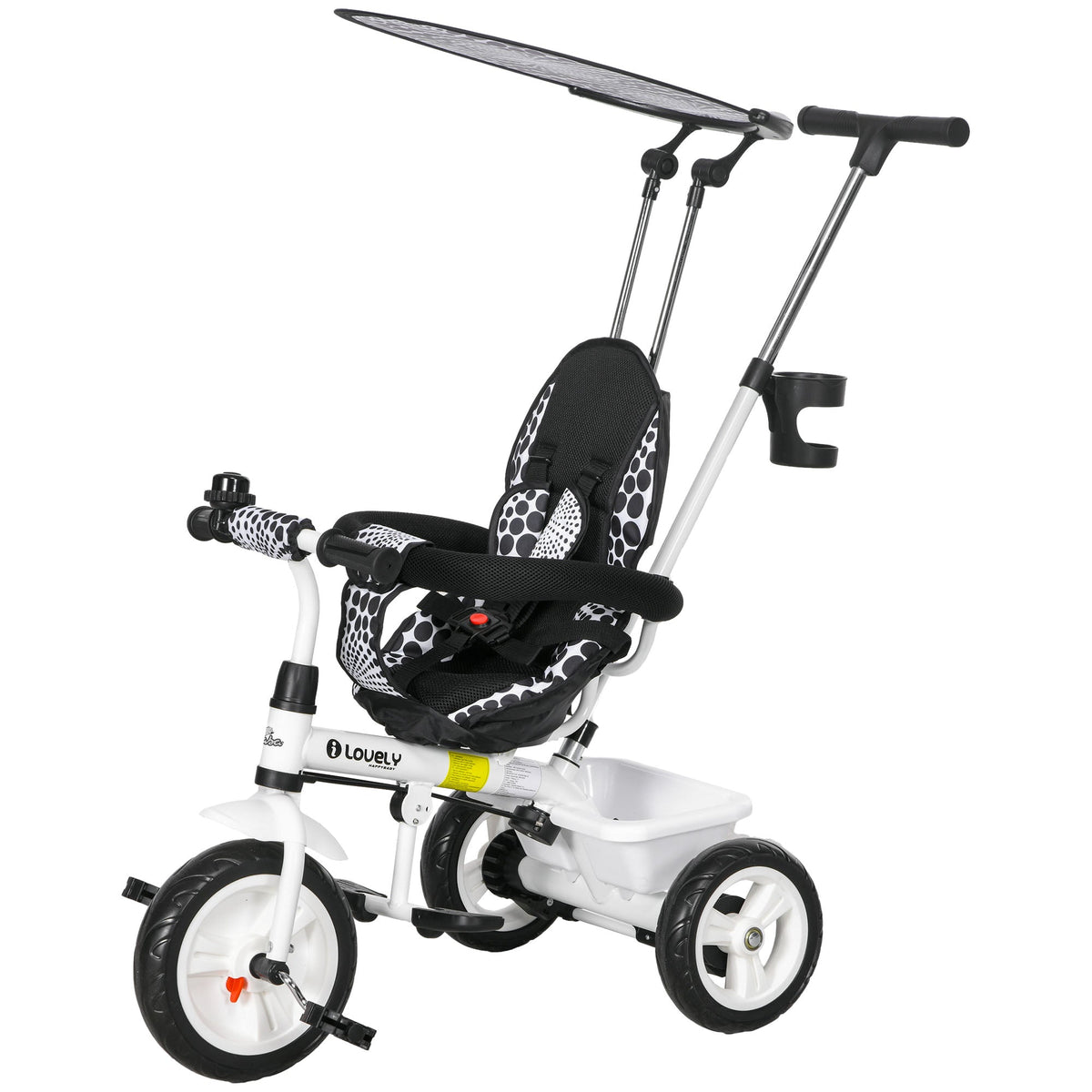 6 in 1 Kids Tricycle with Removable Handlebar and Canopy, Navy Blue