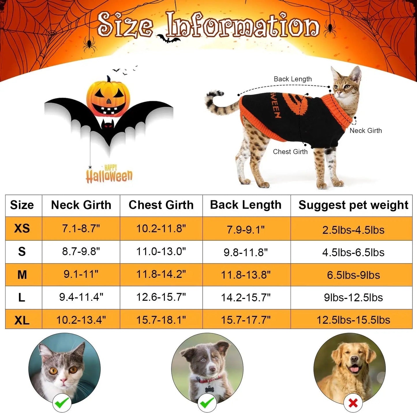 Pumpkin Dog Sweater | Halloween Dog Costume