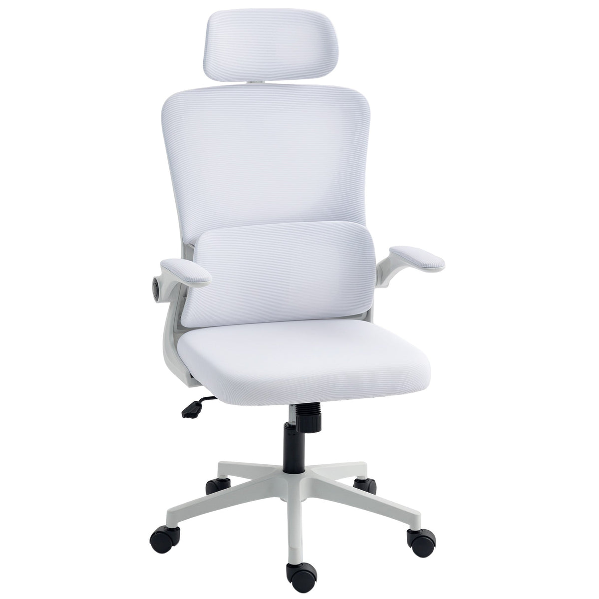 Ergonomic Office Chair, Mesh Computer Desk Chair with Adjustable Headrest, 4D Lumbar Support, Flip-up Arm, Grey
