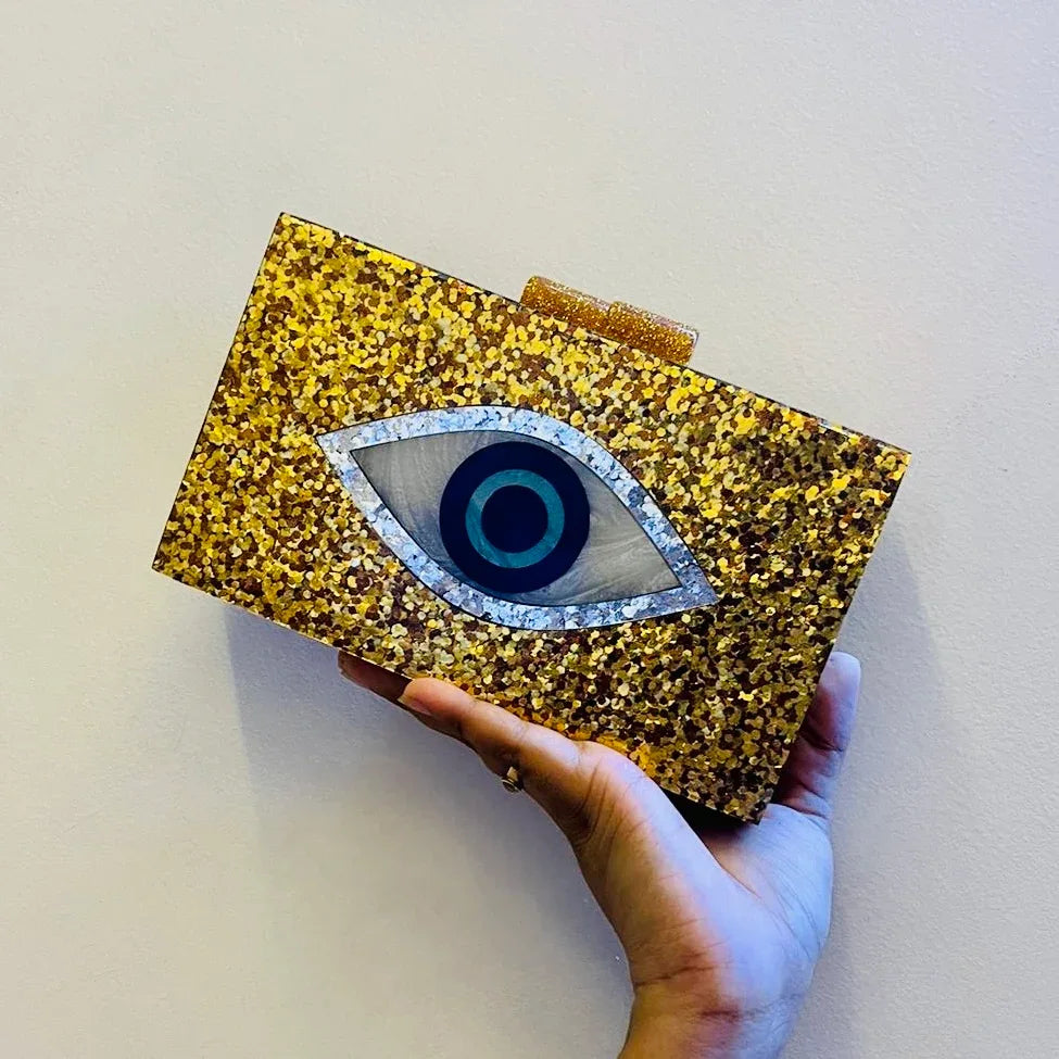 Golden Evil Eye Clutch