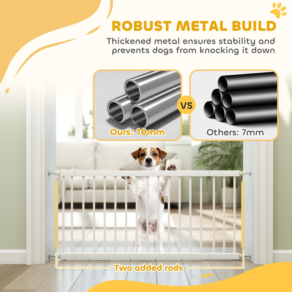 26"-37" Dog Gate, Adjustable Pet Gate, Fits 10" Tall with 2 Extension, Pressure Mount Kit for Stairs and Doorways, Black