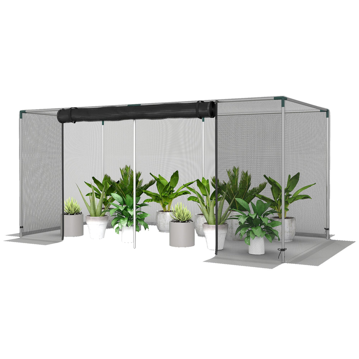 Galvanized Steel Crop Cage, Plant Protection Tent with Zippered Door, 4' x 4', Black