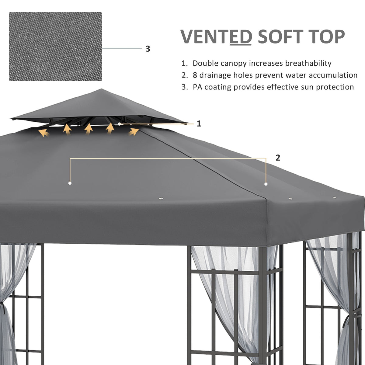 10'x10' Garden Gazebo Patio Canopy Portable Party Event Backyard w/ Mosquito Netting Coffee