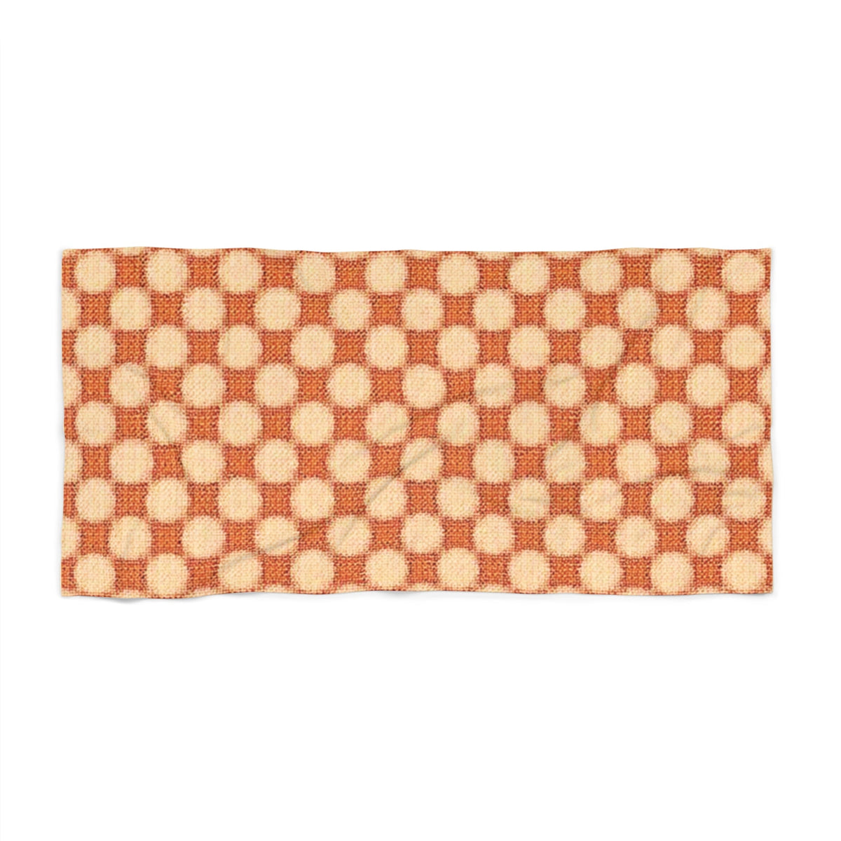 Retro Checkerboard Beach Towel – Orange Vintage Geometric Pattern