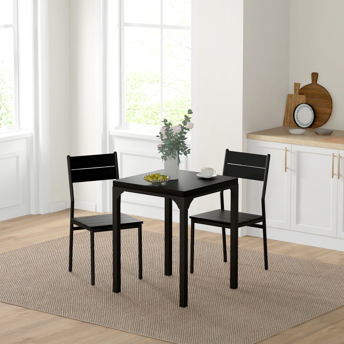 Kurt 3-Piece Dining Set for Small Spaces-Black
