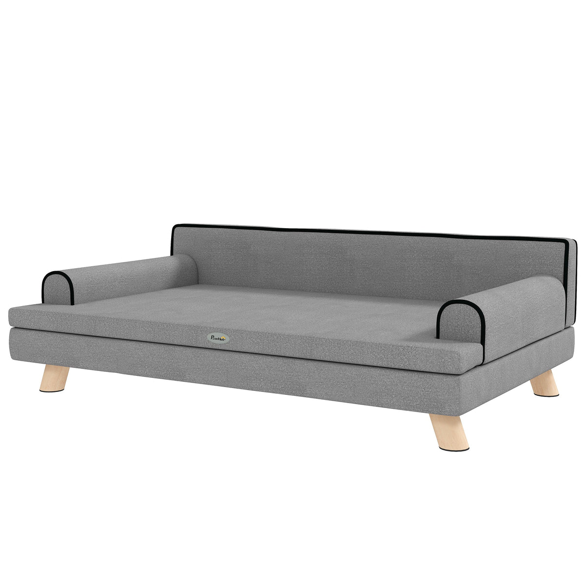 Elevated Dog Sofa Bed, Cat Couch with Cushion, Washable Cover, Wooden Legs, for Medium & Large Dogs, Dark Grey