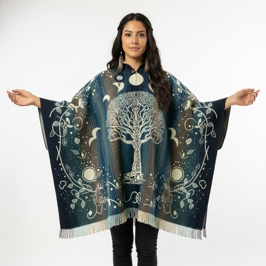 Tree of Life Wool Poncho
