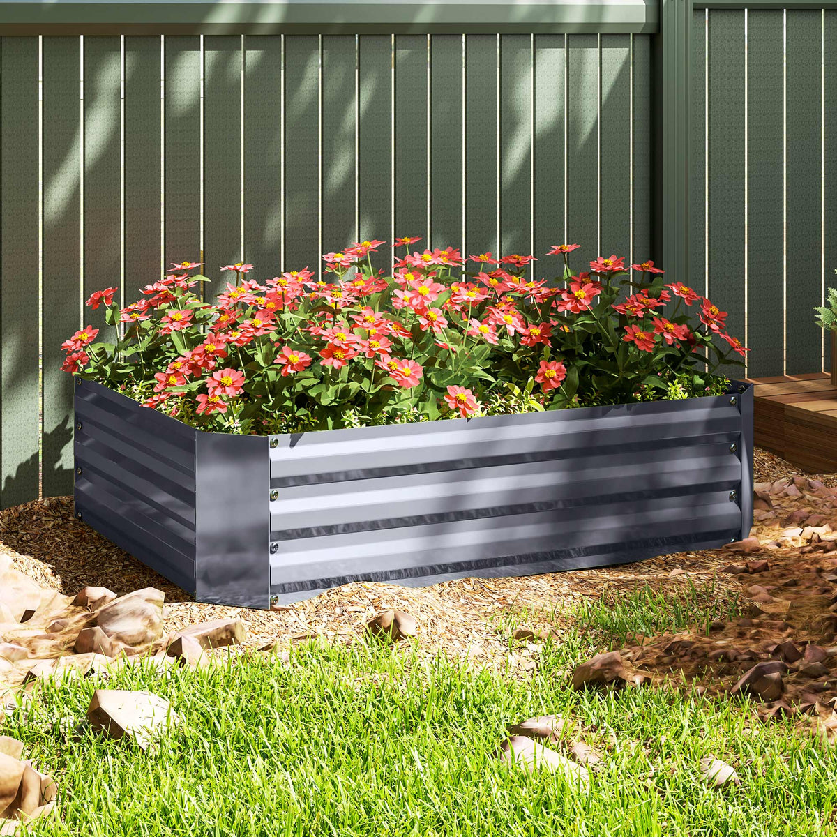 Galvanized Raised Garden Bed, 4' x 3' x 1' Outdoor Metal Planter Box, Raised Bed for Growing Flowers and Herbs
