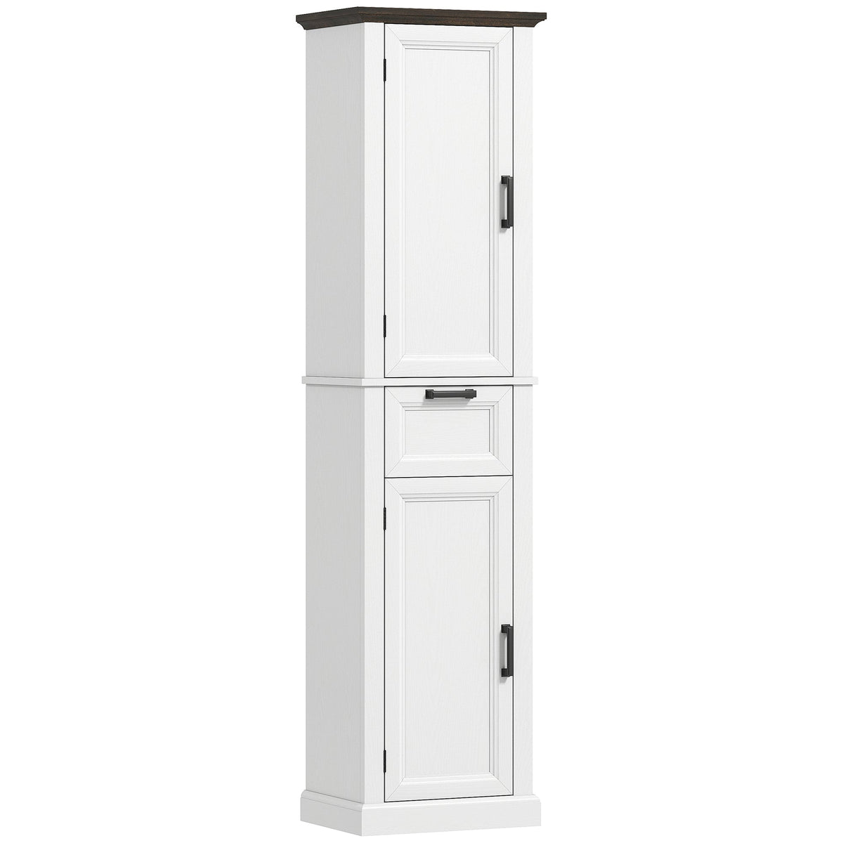 65" Tall Bathroom Storage Cabinet, Freestanding Farmhouse Slim Bathroom Cabinet with 2 Doors, Shelves and Drawer, White