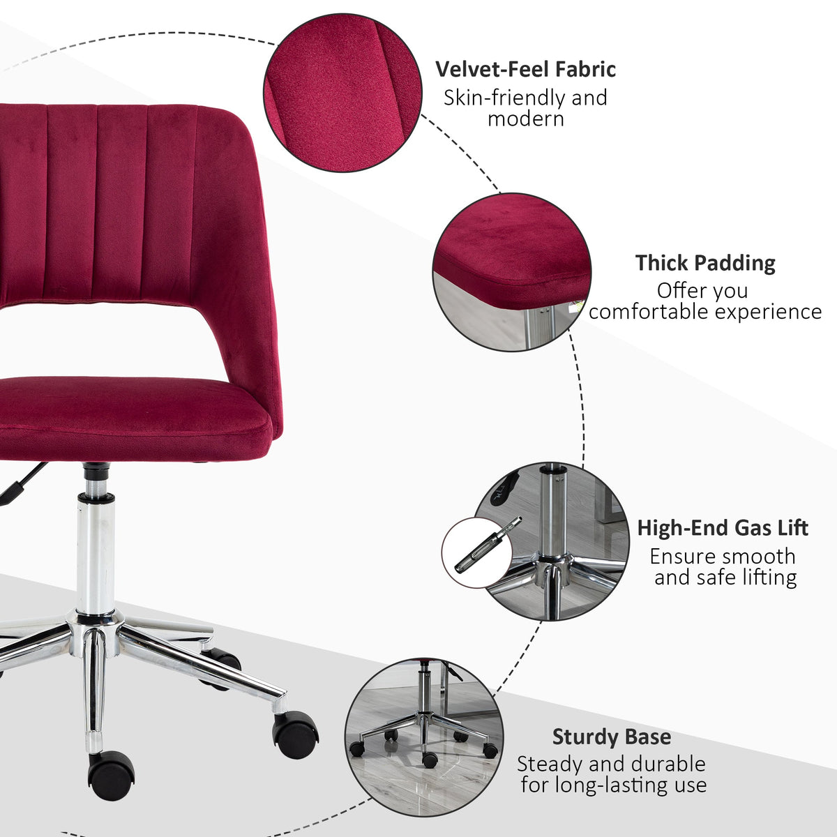 Mid Back Office Chair Velvet Fabric Swivel Scallop Shape Computer Desk Chair, Green