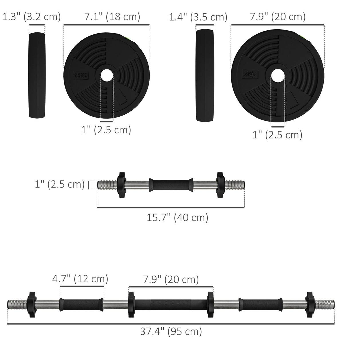 33LBS 2-in-1 Adjustable Barbell & Dumbbells Set, Weights Set with Non-slip Handles for Men and Women Home Gym Training