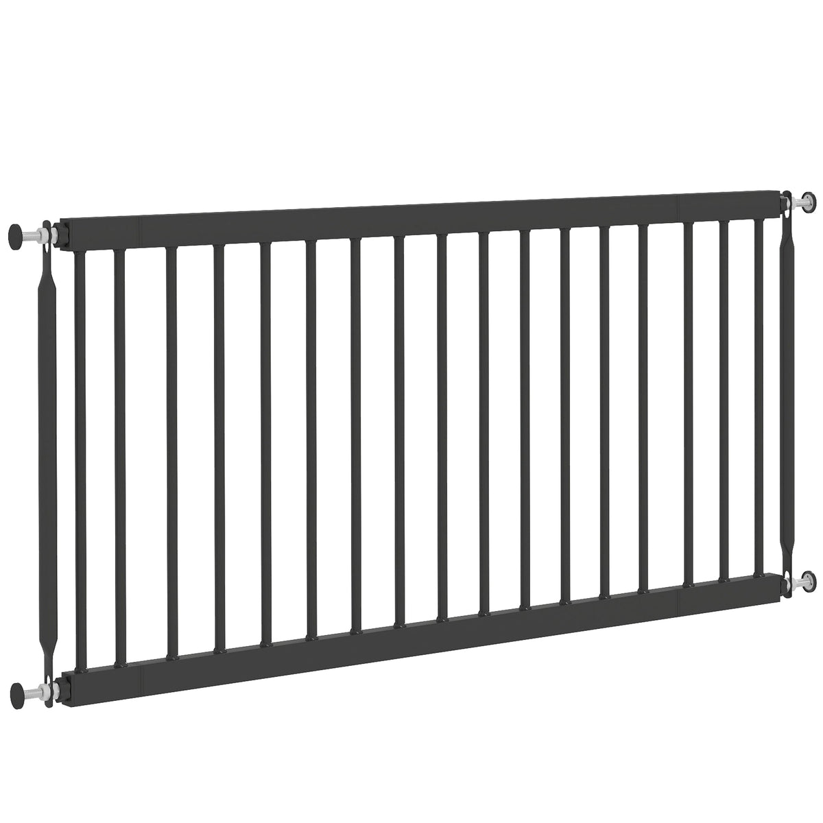 26"-37" Dog Gate, Adjustable Pet Gate, Fits 10" Tall with 2 Extension, Pressure Mount Kit for Stairs and Doorways, Black