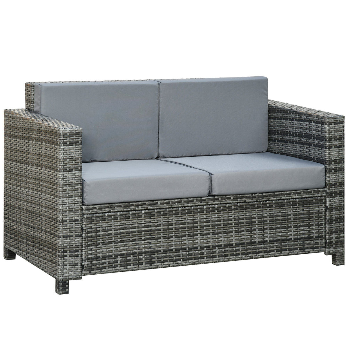 Wicker Outdoor Sofa, All Weather Patio Couch Loveseat with Cushions for Balcony, Deck, Garden, Poolside, Dark Blue