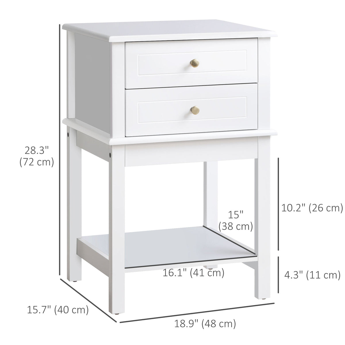 Modern Sofa Side Table, Accent End Table with Drawers and Storage Shelf, Nightstand for Bedroom Living Room, Black