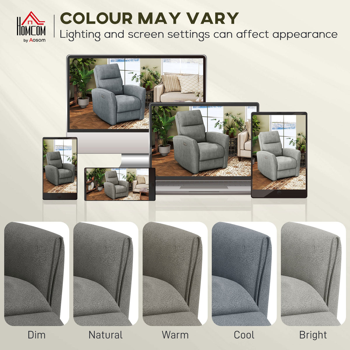Power Recliner Chair, Dyed Fabric (Like Leathaire) Upholstered Recliner Chair with USB Ports, Footrest, Beige