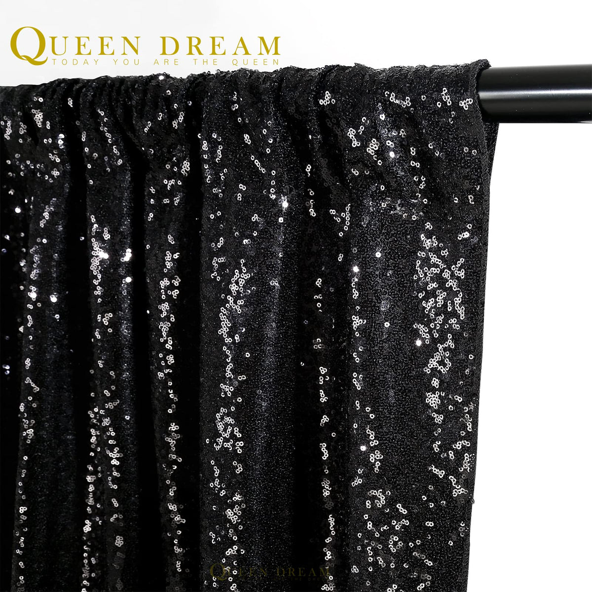 Black Sequin Backdrop 2 Panels 2FTx8FT Halloween Backdrop Curtains Party Decorations Birthday Wedding Photo Backdrop