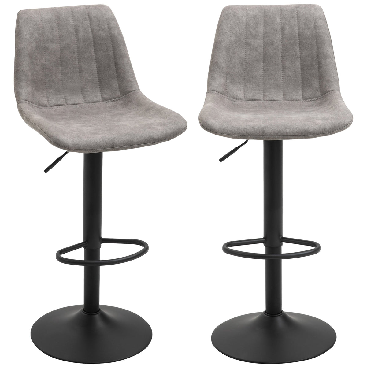 Adjustable Bar Stools Set of 2, Leathaire Swivel Barstools with Back and Footrest, Upholstered Bar Chairs for Kitchen, Dining Room, Home Pub, Brown
