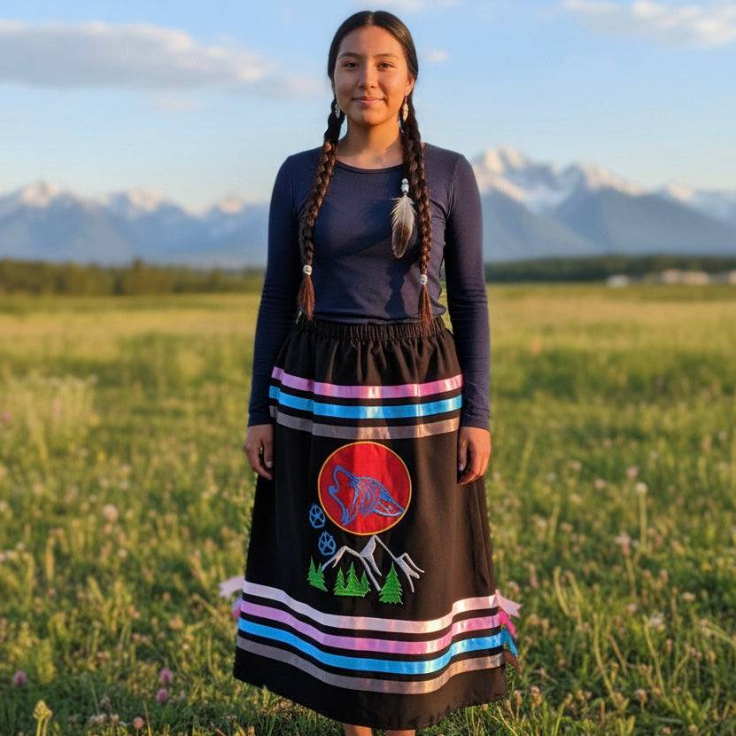 Howling wolf Ribbon Skirt