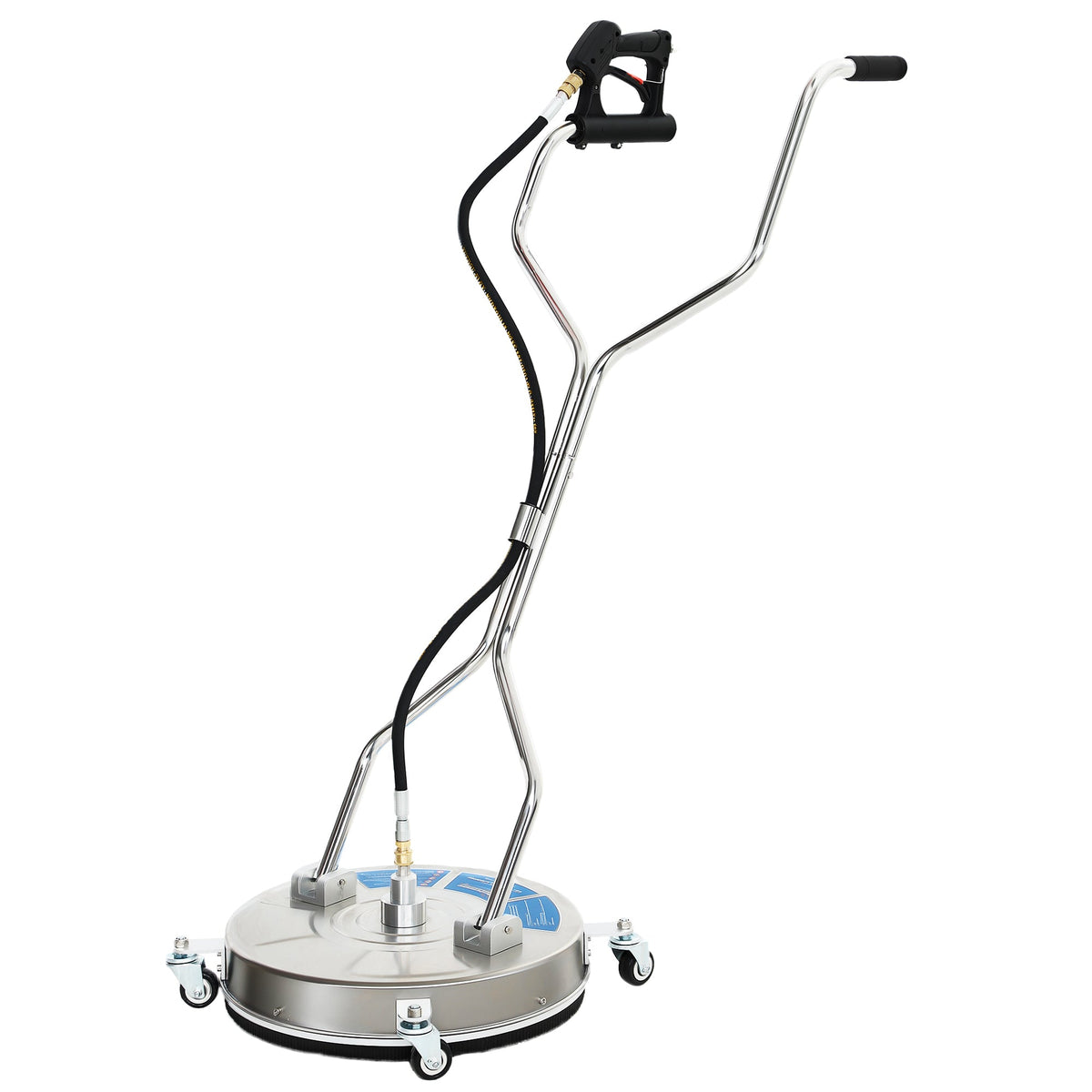 16" Pressure Washer Surface Cleaner with 4 Wheels, Stainless Steel Power Washer Surface Cleaner with 1/4" Quick Connector, 2 Extension Wands, 3600 PSI, Silver
