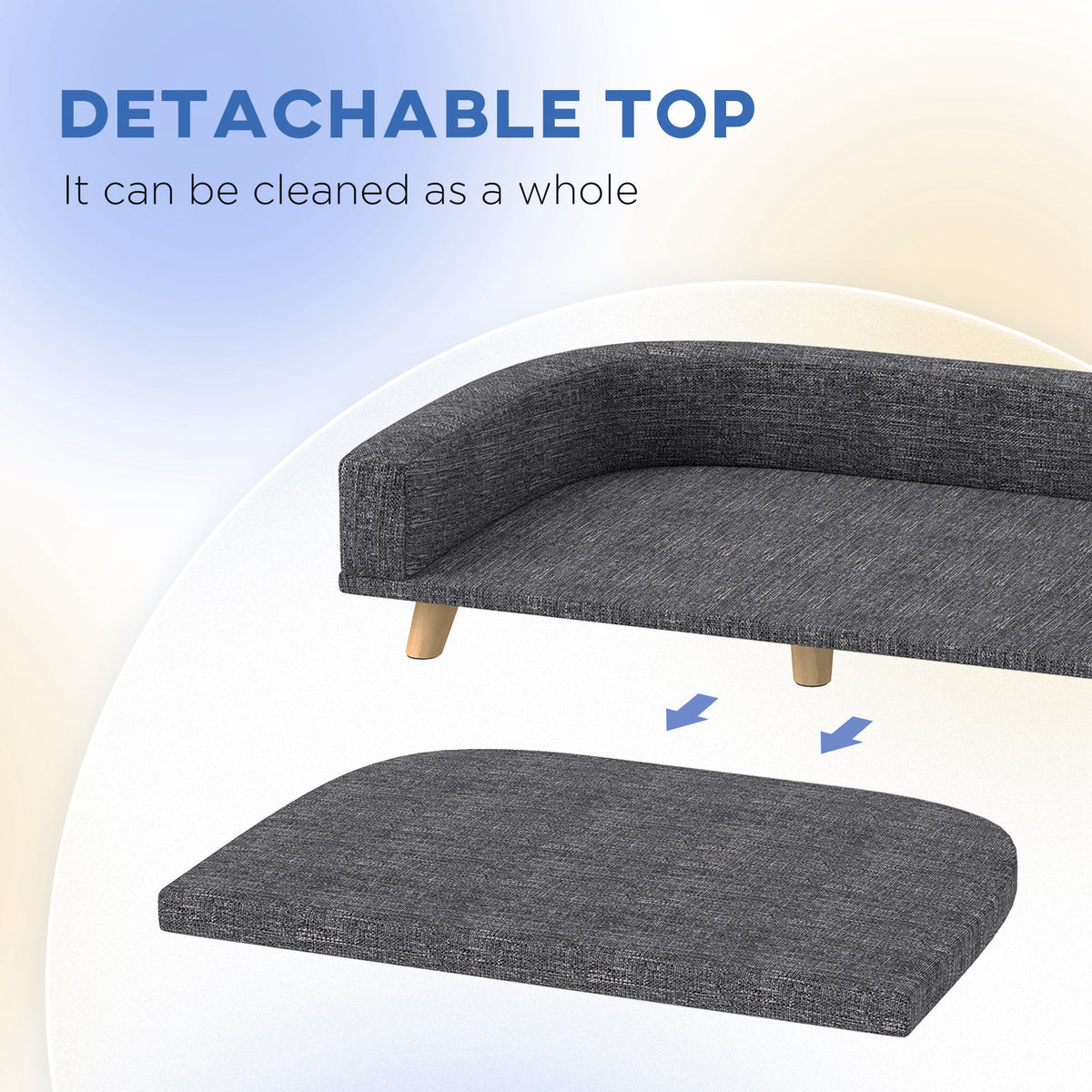 Dog Sofa for Large Dogs with Washable Cover, Anti-slip Foot Pads, Dark Grey
