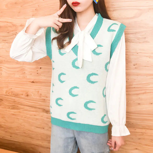 Vintage Knitted Sweater Vest for Women (Autumn/Winter)
