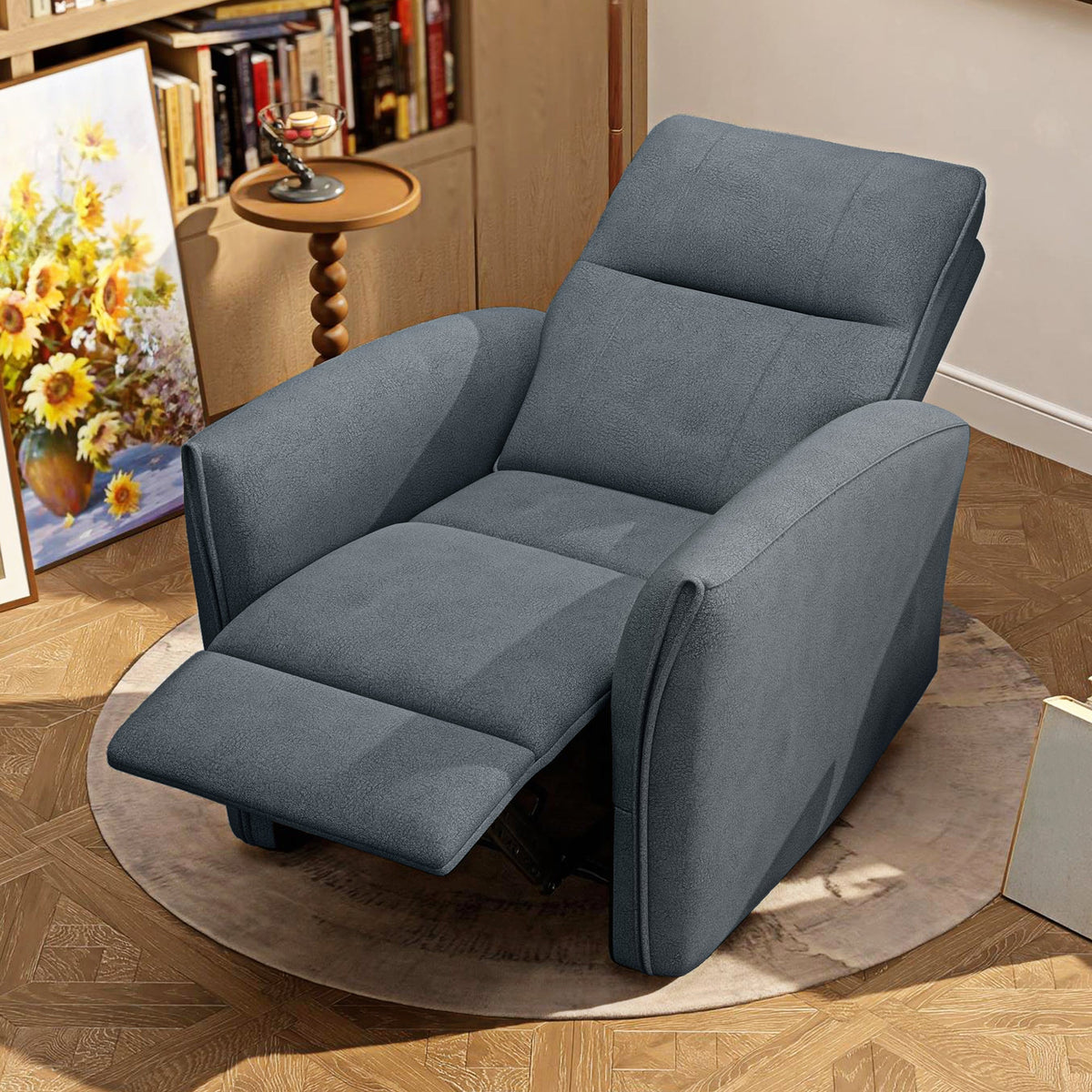 Power Recliner Chair, Dyed Fabric (Like Leathaire) Upholstered Recliner Chair with USB Ports, Footrest, Beige