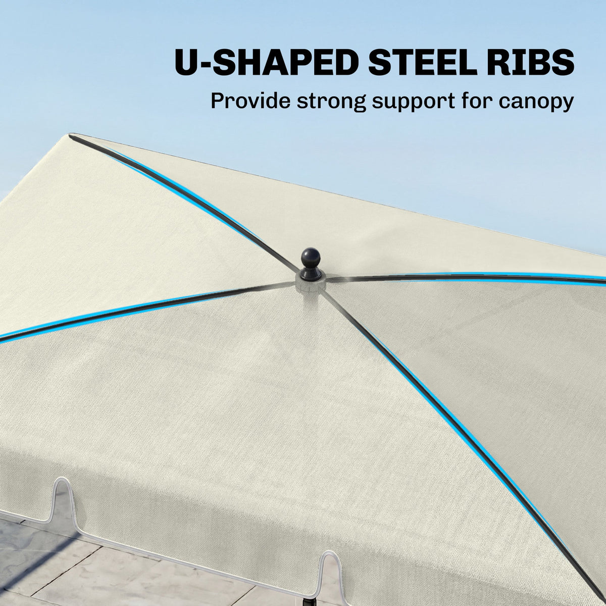 6.5x4ft Rectangle Patio Umbrella Aluminum Tilt Adjustable Garden Parasol Sun Shade Outdoor Canopy Beige