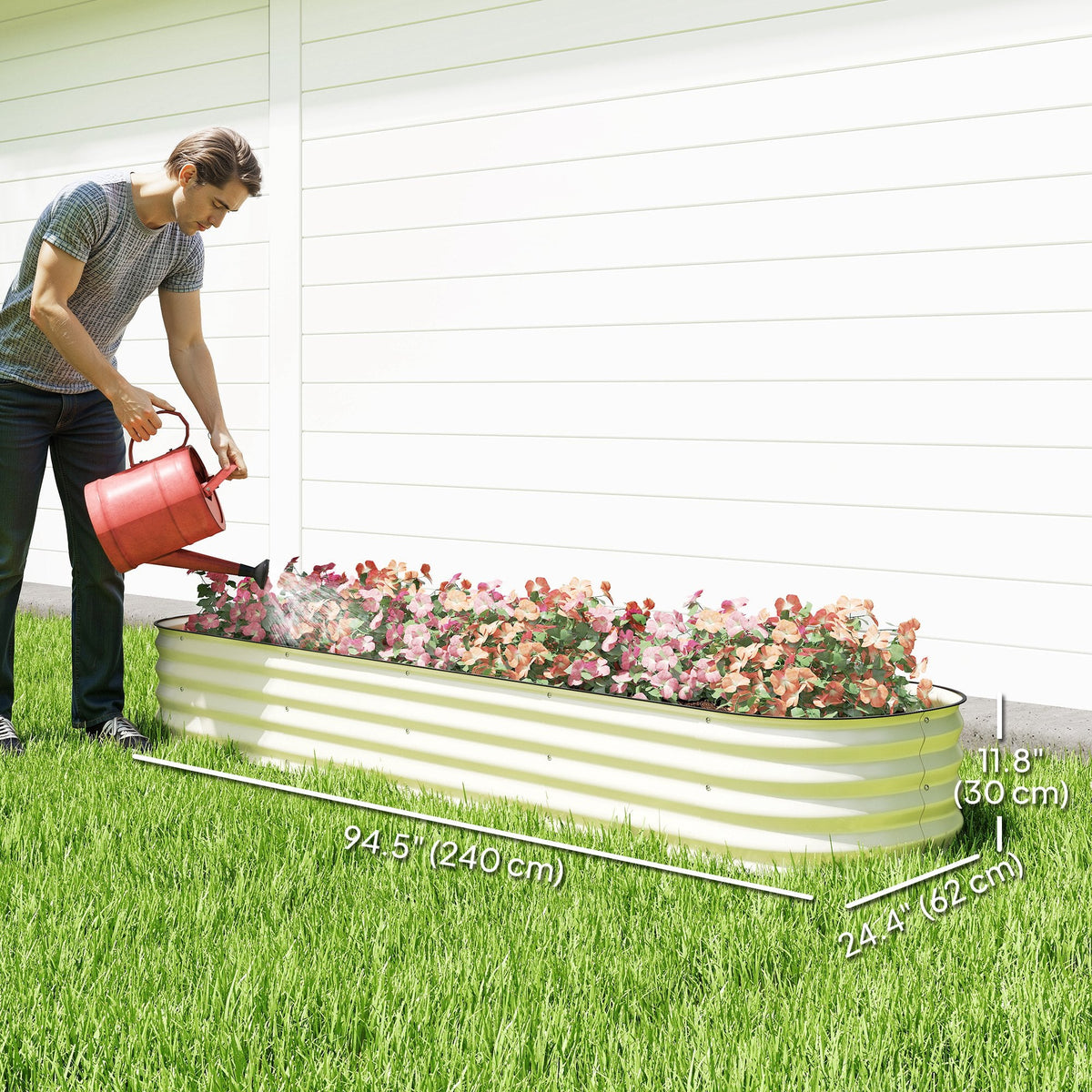 4.9 x 2 x 1ft Galvanized Raised Garden Bed Kit, Metal Planter Box with Safety Edging, Black