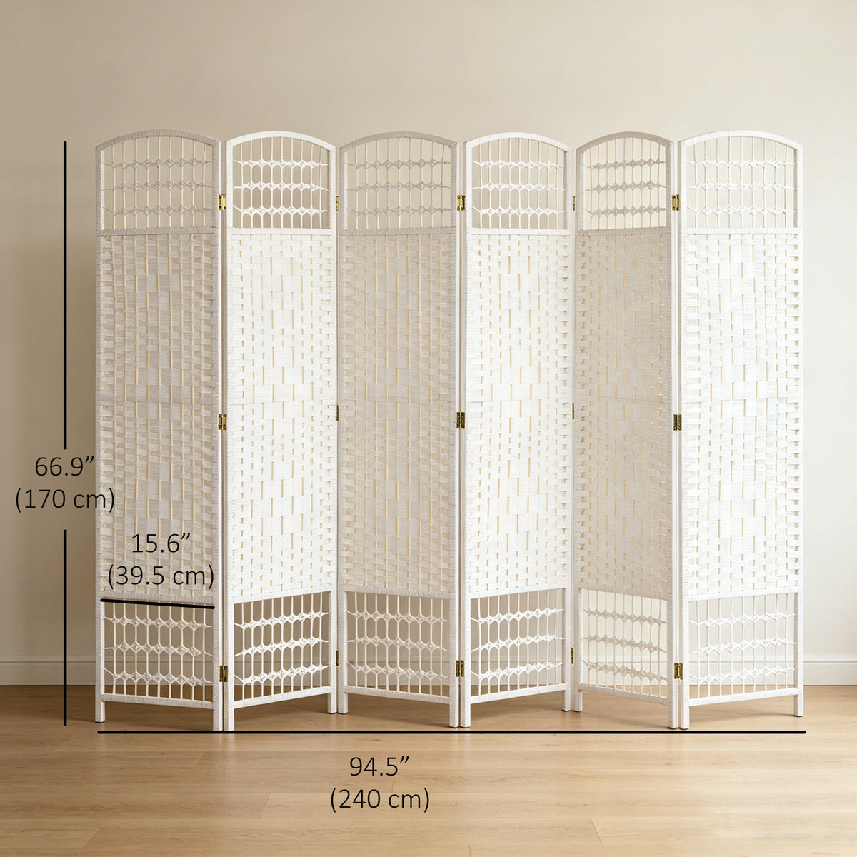 4 Panel Folding Room Divider, Portable Privacy Screen, Wave Fiber Room Partition for Home Office, Black