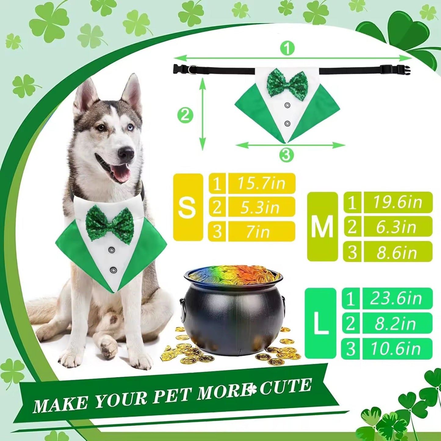 Saint Patrick’s Day Bandana – Dog Bowtie Suit Bandana