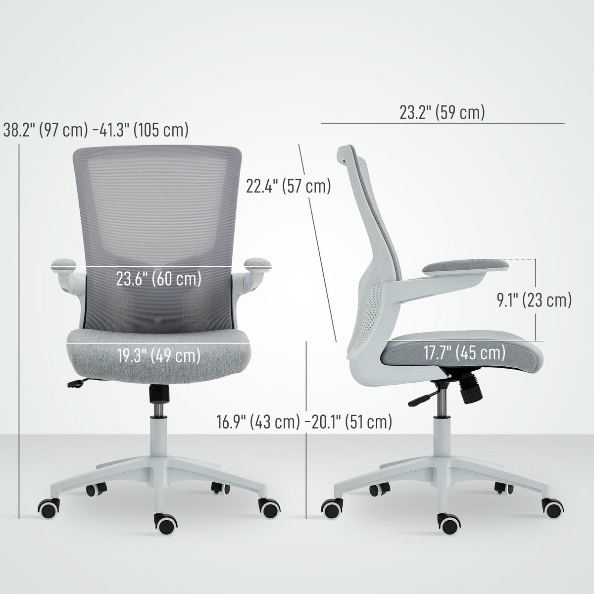 Ergonomic Office Chair, Swivel Desk Chair with Adjustable Lumbar Support, Headrest and Height, Flip-up Armrests, Beige