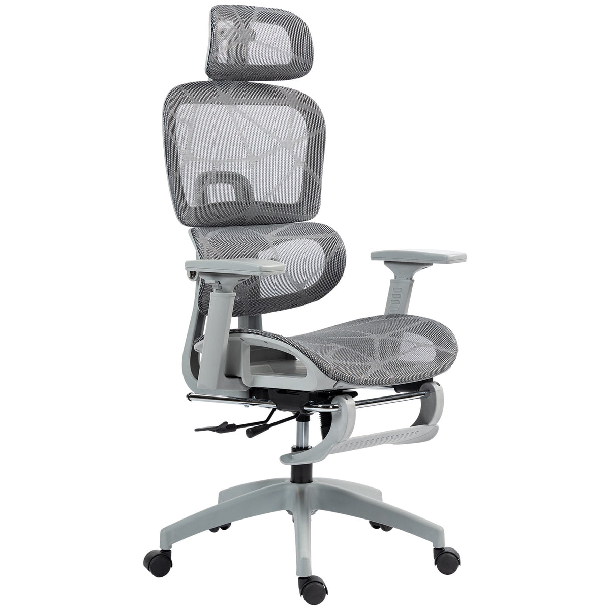 Mesh Office Chair with 3D Armrest, High Back Desk Chair with Lumbar Support, 135° Reclining, Adjustable Headrest, Black