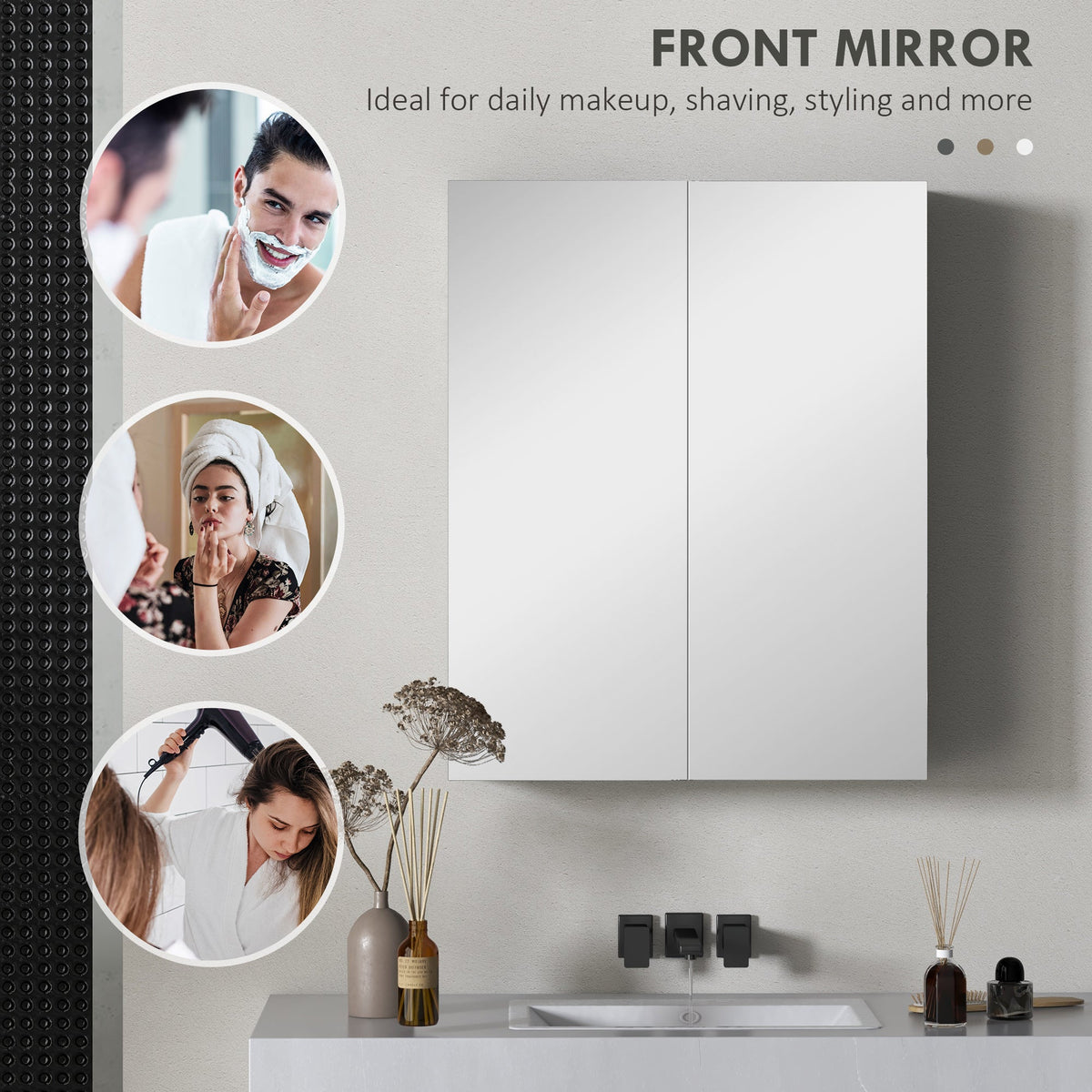 Wall Mount Medicine Cabinet with Mirror, Bathroom Mirror Cabinet Storage Organizer with Adjustable Shelf, Double Door Cupboard, Soft Closing, 23.5" x 29.5", Light Lilac