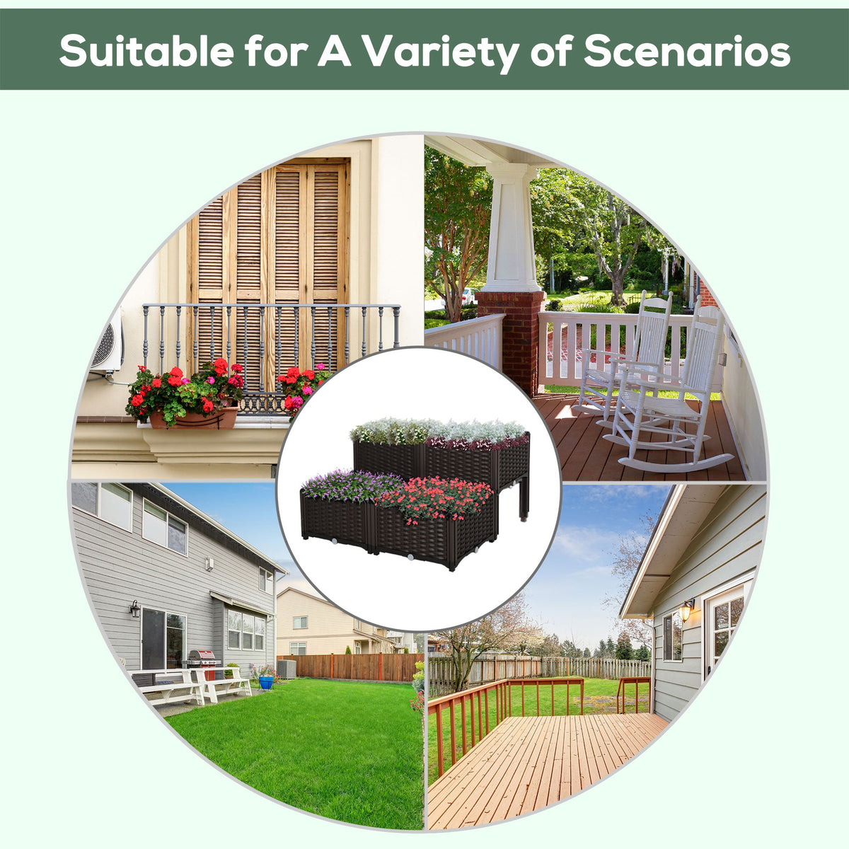 1 Piece Raised Garden Bed PP Raised Flower Bed Vegetable Herb Grow Box Stand Brown