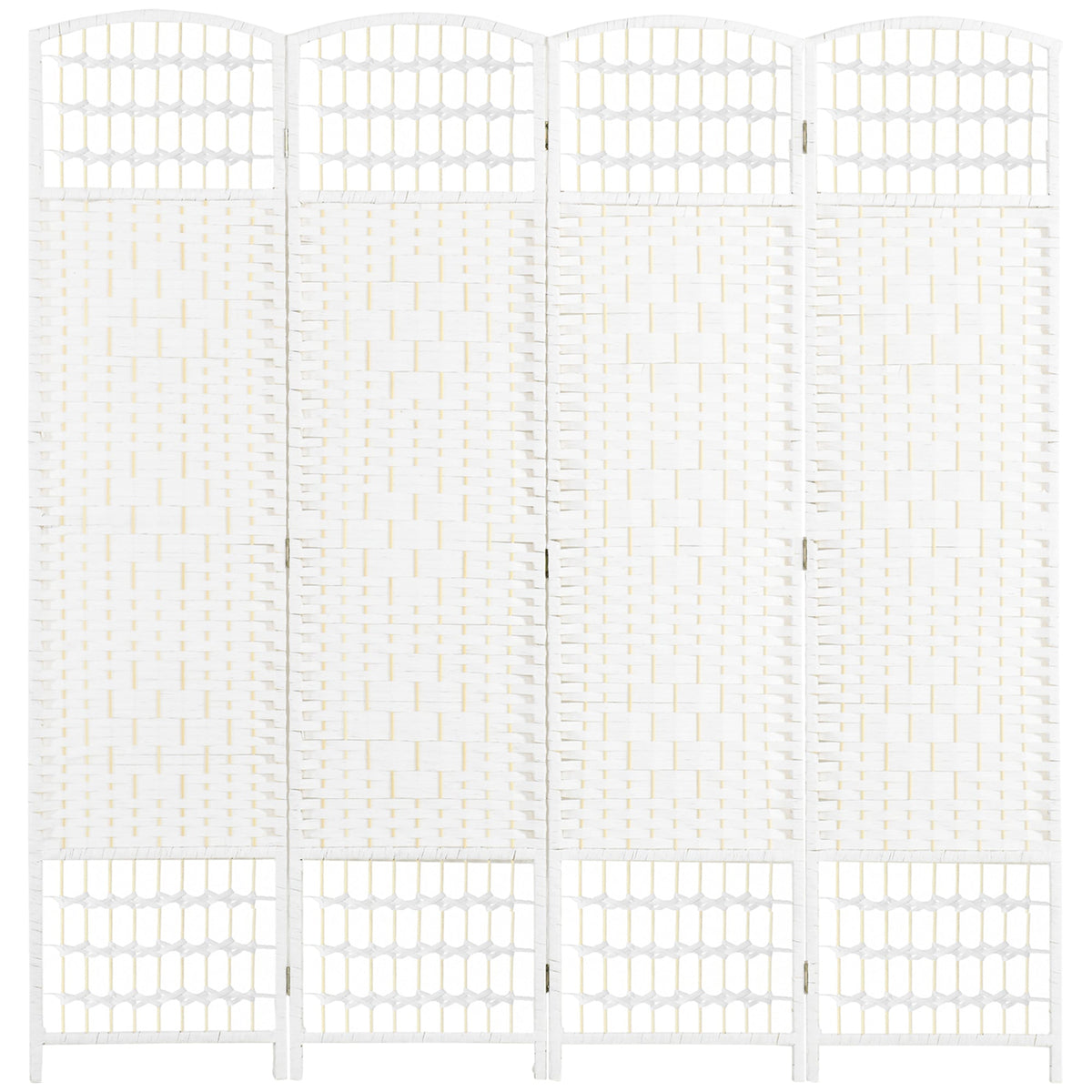 4 Panel Folding Room Divider, Portable Privacy Screen, Wave Fiber Room Partition for Home Office, Black