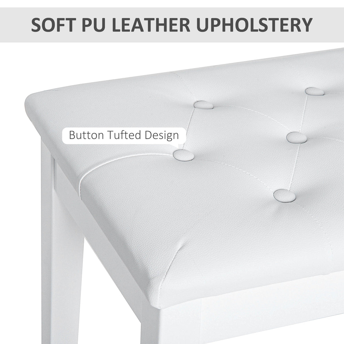 30" Piano Bench with Padded Cushion and Storage, Faux Leather Keyboard Bench with Solid Wood Legs, Black