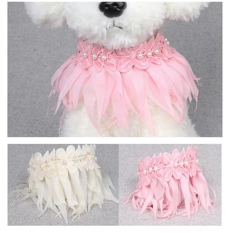 Pooch Accessory Feather Pearl Collar – Luxury Statement Collar for Dogs