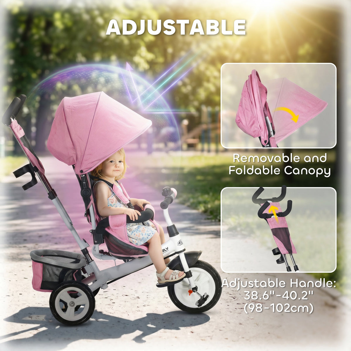 6 in 1 Tricycle for Toddler 1-5 Years with Parent-Push Handle, Dark Blue