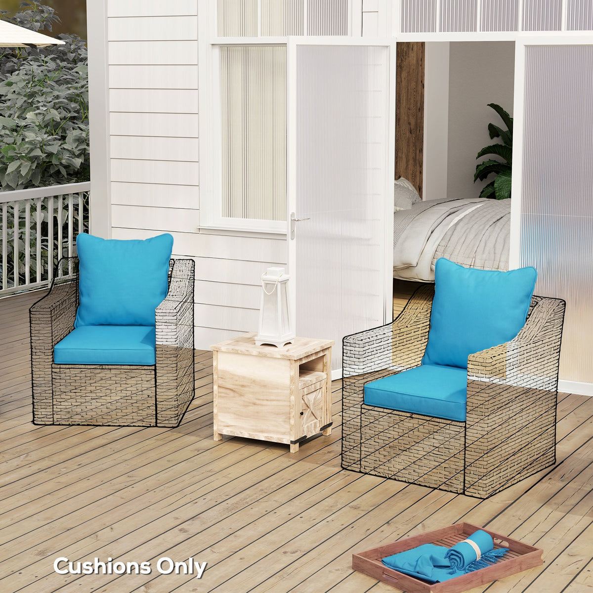 Seat Cushion Back Pillows Replacement Set of 2, Patio Chair Cushions Set for Indoor Outdoor, Blue