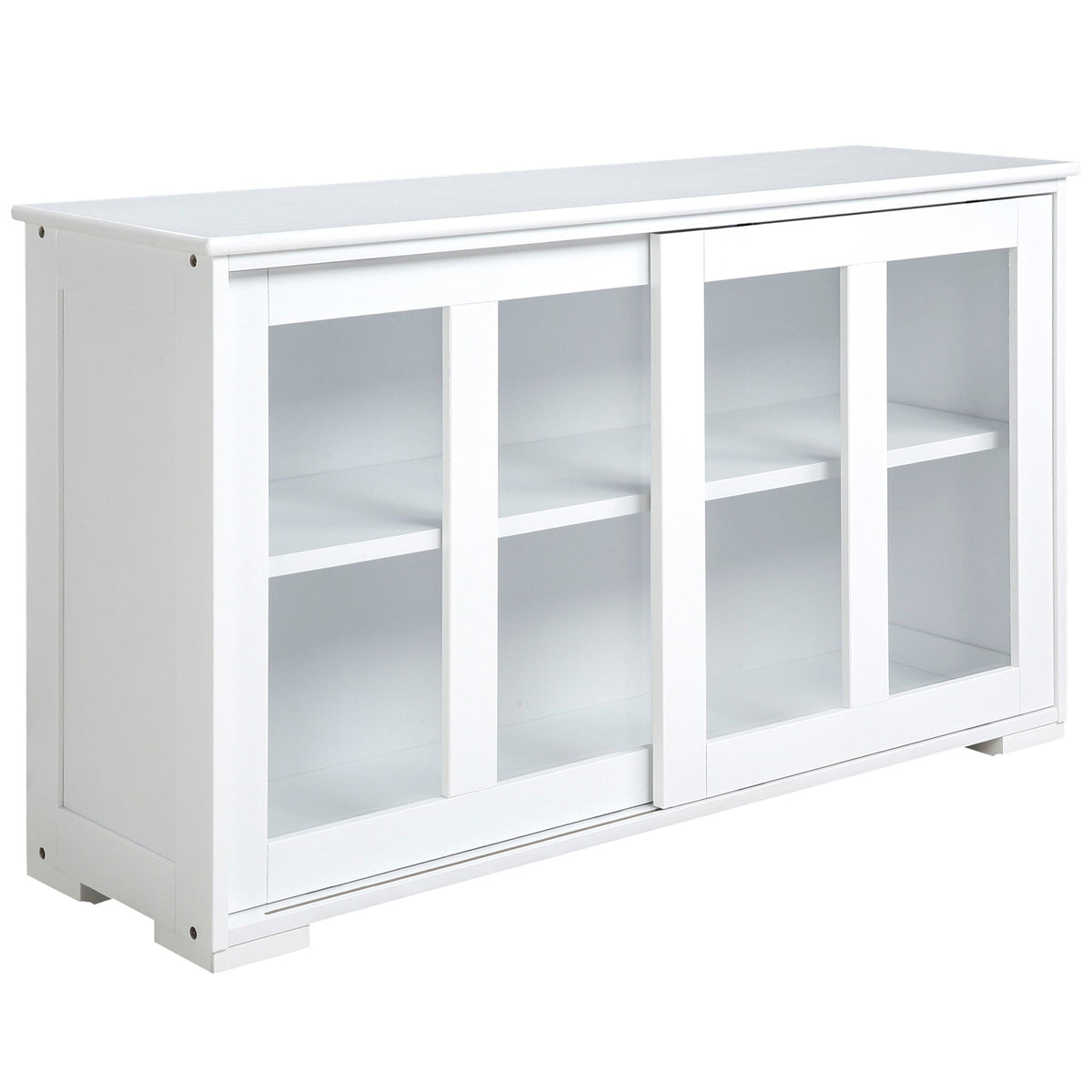 Modern Kitchen Sideboard, Stackable Storage Cabinet, Sliding Glass Door Console, Cupboard Serving Buffet for Kitchen & Dining Room, Black