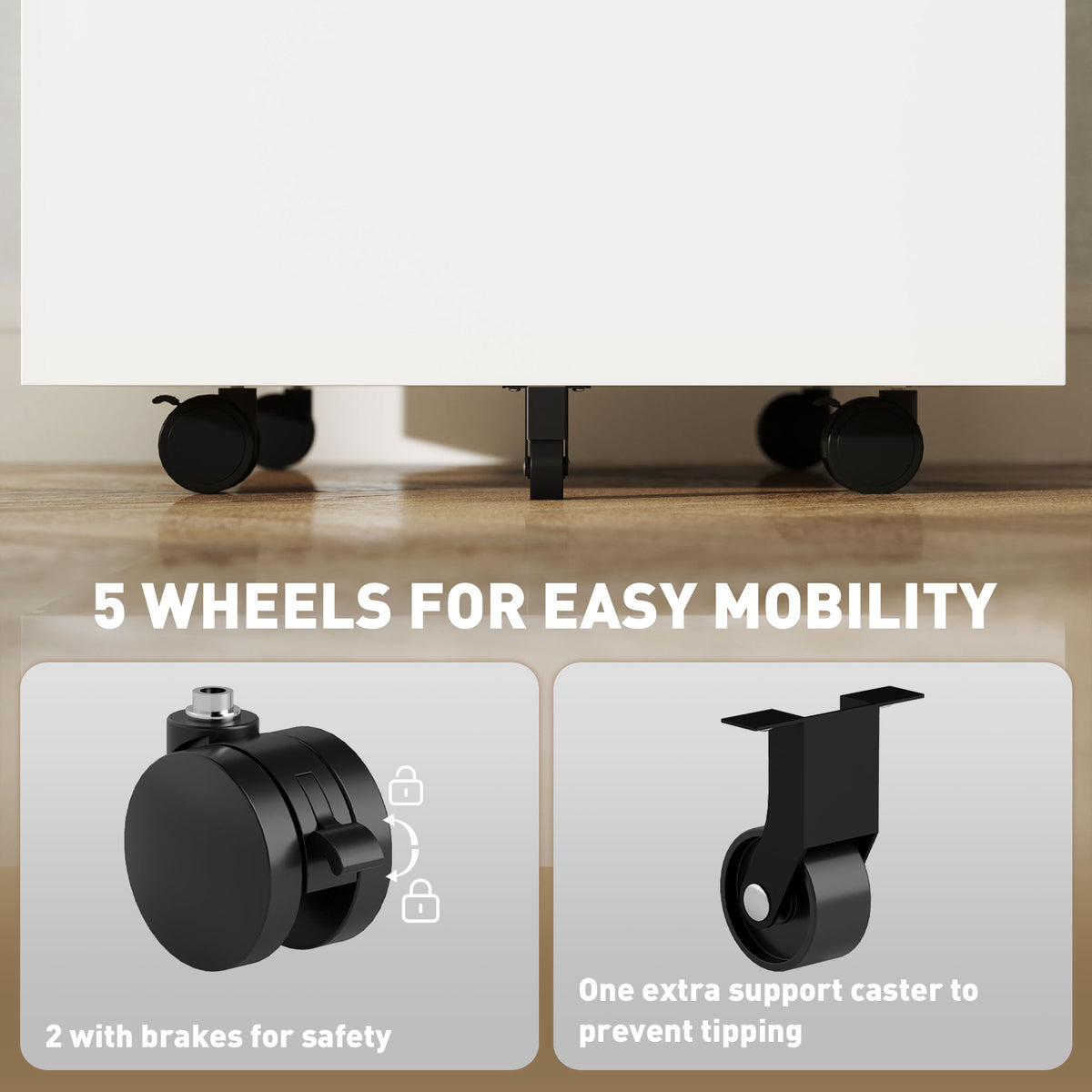 File Cabinet, Vertical Filing Cabinet with Adjustable Partition for A4 Letter Size, Lockable for Office, Black