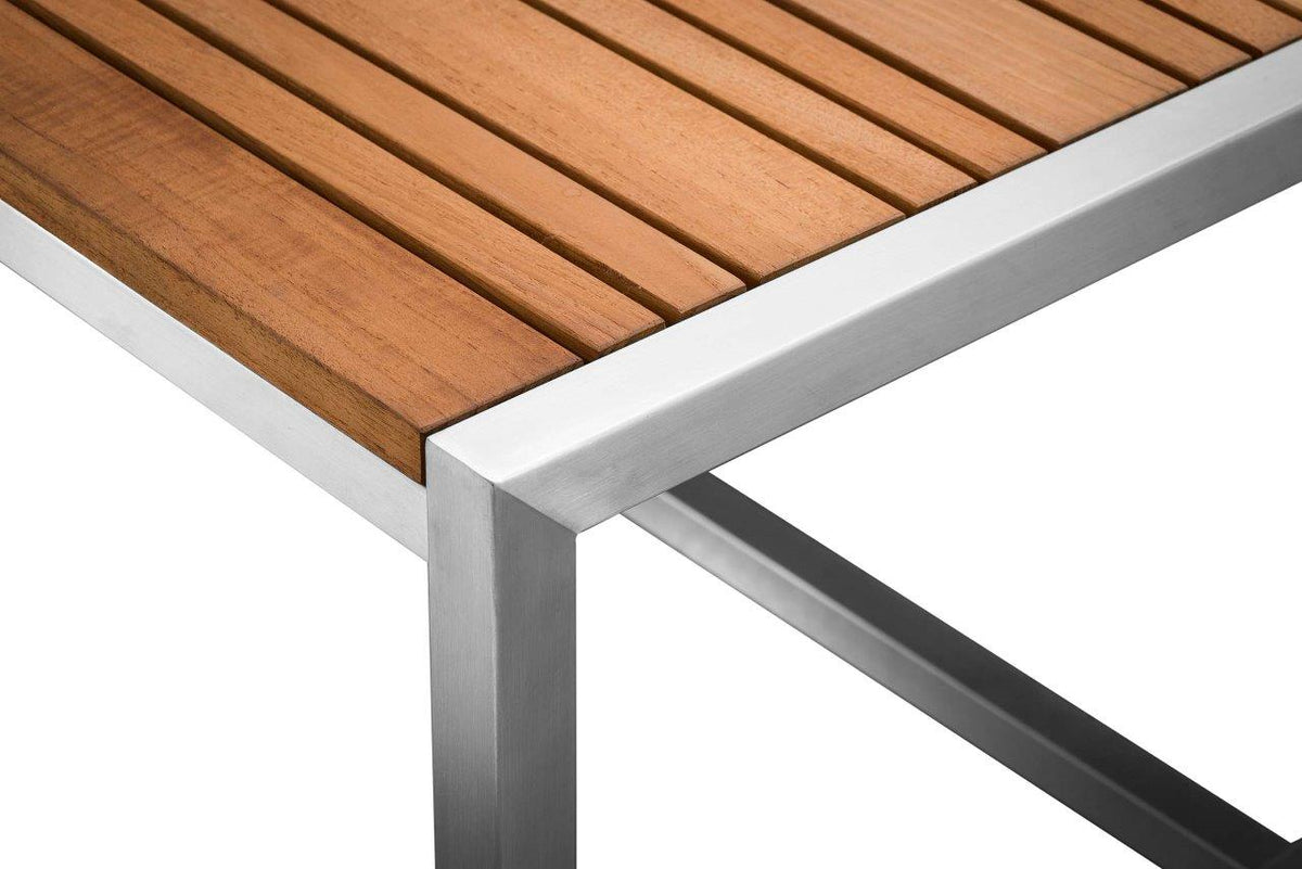 Acacia Stainless Steel & Teak Top Outdoor End Table