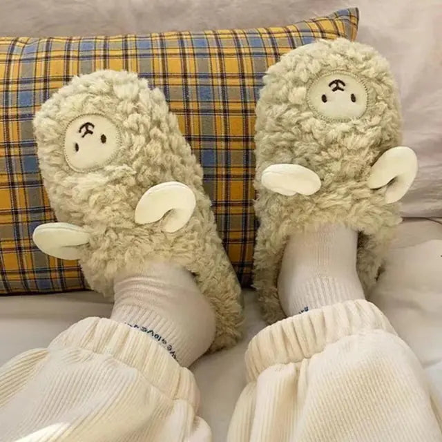 Cute Cartoon Cotton Slippers for Couples - Winter Warmth